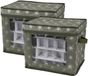 Decoris Kerstballen opbergbox - 2x - groen - 33,5 x 33,5 x 24,5 cm - polyester - opvouwbare opbergbox