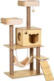 PawHut Arbre à chat Bois 60x40x130cm Beige
