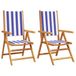 VidaXL Tuinstoel Terras Acaciahout Polyester Blauw Wit