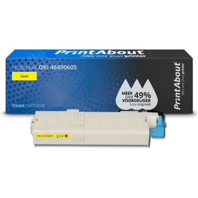 PrintAbout Huismerk OKI 46490605 Toner Geel