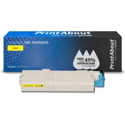 PrintAbout Huismerk Toner Geel 46490605 - Compatibel met OKI C532dn, C542dn, MC563dn, MC573dn - 6000 Pagina's