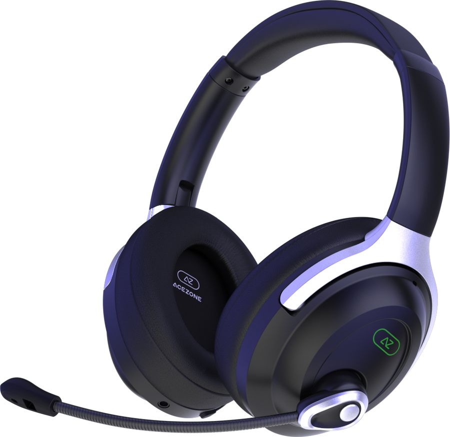AceZone A-Spire - Gaming Headset - Active Noise Cancelling - PC/PS5/Xbox - Black/Silver