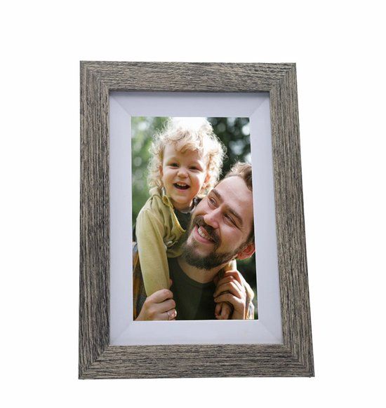 Pora&co Pora 8 inch WiFi Digital Photo Frame - HD+ IPS Display - White/Brown - 16GB - Frameo
