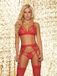 Mapalé Ensemble porte-jarretelles sexy trois pièces - Rouge - Taille M/L