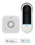 omajin Sonnette intelligente - HD - incl. Chime - Appel bidirectionnel - Étanche - Détection de mouvement - incl. 64 MicroSD - Blanc