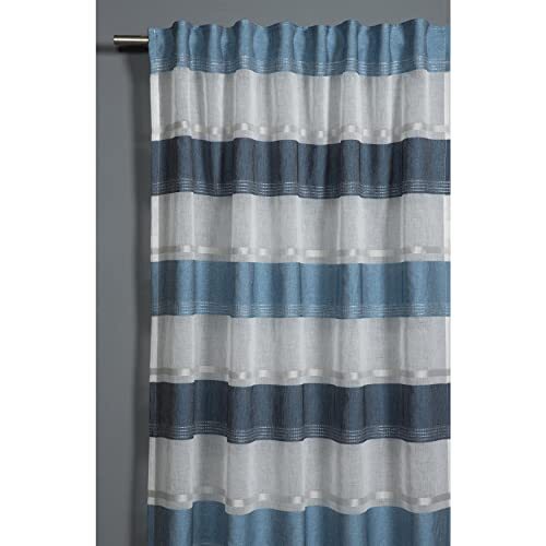 Gardinia Sjaal met Etamine lint, wit-blauw 140 x 245cm