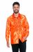 Wilbers Jaren 80 & 90 Kostuum | Oranje Ruchesblouse Satijn Foute Disco | Maat 48