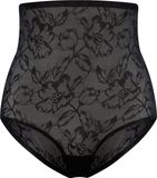 Bye Bra Kanten Slip met Hoge Taille en Vormgevende Vormgeving Zwart L