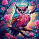 Diamantmozaïek uil de printemps 45x45 cm