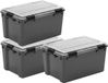 IRIS boîte de rangement d'extérieur avec couvercle en polycarbonate - 45l - meilleur choix polyvalent - étanche et hermétique - plastique - gris/transparent/noir - set de 3