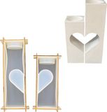 JESMONITE Unicraft Siliconen mal set vierkante hart kandelaars met hout
