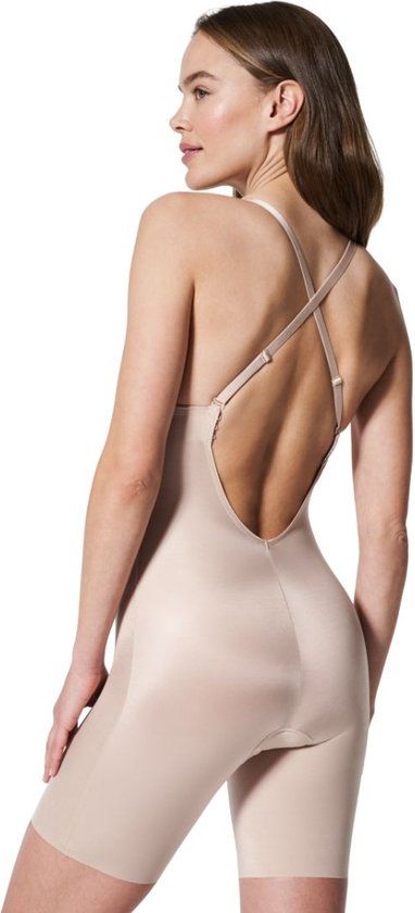 Suit Your Fancy Mid-Thigh Body Plunge - Soft Nude - L