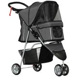 PawHut Hundewagen Polyester, Stahl 75L x 45B x 97H cm Dunkelgrau