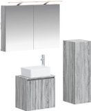 vidaXL Badkamermeubelset 4 st Grijs Sonoma Bewerkt hout en glas