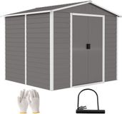 Outsunny Gereedschapsschuur Zadeldak Gegalvaniseerd staal Lichtgrijs 240x206x198 cm