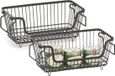 Zeller opberg draadmand - 2x - zwart - 32 x 16 x 14 cm - stapelbaar - metaal
