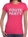 Bellatio Decorations Shoppartners Bv Foute Party verkleed t-shirt - zilveren glitter tekst - roze - voor dames - Party kleding XL