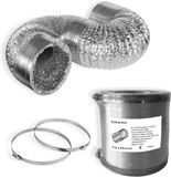 PromoHome Flexible vent 127mm x 2.5m - Aluminium drain hose for ventilation - Incl. 2 stainless steel clamps