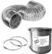 PromoHome Flexible vent 127mm x 2.5m - Aluminium drain hose for ventilation - Incl. 2 stainless steel clamps