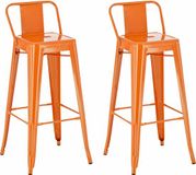 CLP Mason set van 2 Barkrukken - Met rugleuning - Voetsteun - Metaal - oranje