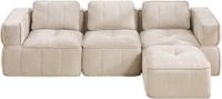 HAUSS SPOLE L-shaped modular lounge set with ottoman - Beige fabric