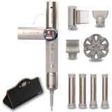 Cecotec Multifunctionele haarborstel voor kaptafel, 8 accessoires en flexibele handgreep, 8-in-1, Flex Champagne, 1400 W, 110.000 rpm, display, keramische en keratine-coating, Coanda-technologie