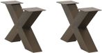 vidaXL Salontafelpoten 2 st x-vormig 60x(30-31) cm staal naturel
