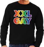 Bellatio Decorations Shoppartners Bv Grote maten XXL Gay regenboog sweater zwart XXXXL