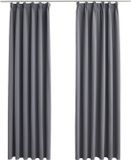 vidaXL Gordijnen verduisterend met haken 2 st 140x225 cm grijs