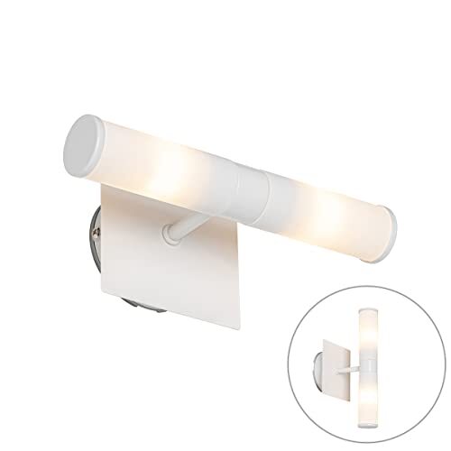 QAZQA - Moderne badkamer wandlamp wit IP44 2-lichts - Bath - Staal Langwerpig - G9 Geschikt voor LED - Max. 2 x 40 Watt