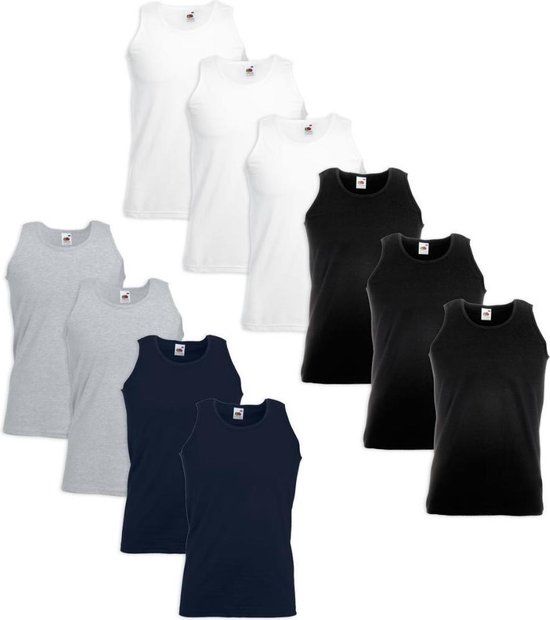 10 Fruit of the Loom Value Weight Tanktop - Cotton - Multicolor - L