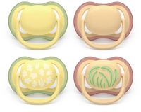 Philips AVENT Ultra Air Pacifier SCF087/21 - 4 Stuks - 0-6 Maanden - Oranje/Geel