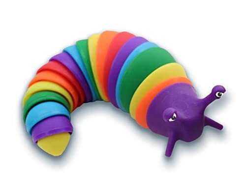 alldoro 60370 - My Flexi Worm slak, rammelaar voor peuters, rammelspeelgoed van kunststof, fidget speelgoed, grijpende in regenboogkleuren, voor kinderen vanaf 3 jaar, ca. 19 x 5,5 x 5,5 cm, kleurrijk