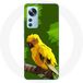 Maniacase Etui voor Xiaomi Mi 12 / 12X Gele parkiet Vogels Groene Achtergrond