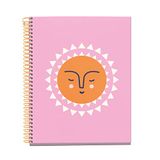 Miquelrius Notitieboek, A5, horizontaal, gelinieerd, 7 mm, 120 vellen met 70 g/m², 4 gekleurde strepen, meervoudig, spiraalbinding, Time of Joy, notitieboek zon