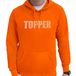Bellatio Decorations Glitter foute trui met capuchon oranje Topper glitter steentjes/ rhinestones voor heren - Hoodies - Glitter kleding/ foute party outfit L
