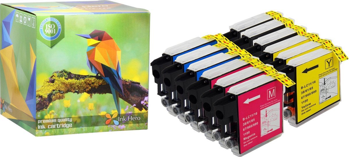 Ink Hero - 12 Pack - Inktcartridge / Alternatief voor de Brother LC985 DCP-J125 DCP-J140W DCP-J315W DCP-J515W MFC-J220 MFC-J265W MFC-J410 MFC-J415W