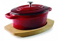 Lacor Magma Ovale Braadpan met Deksel, Gietijzer, Rood, 13x10 cm