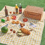 casa.pro Picknickmand Brindisi 4-persoons picknickset rieten mand met servies geïsoleerd vak geel wit