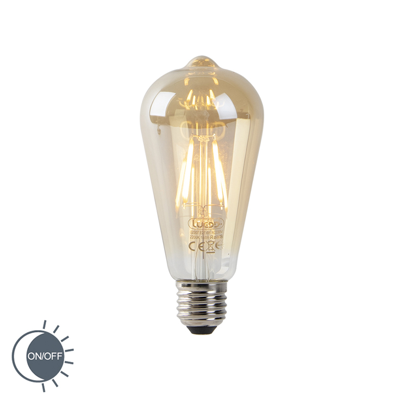 LUEDD LED filament ST64 4W 2200K goud met licht-donker schakelaar