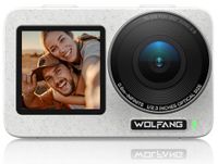 WOLFANG Seeker One White Waterdichte Actiecamera met 4K60fps Ultra HD-video, Dual Screen Kleurendisplay, 16 Voet Onder Water Camera, Live Streaming, Webcam, Stabilisatie met GO APE
