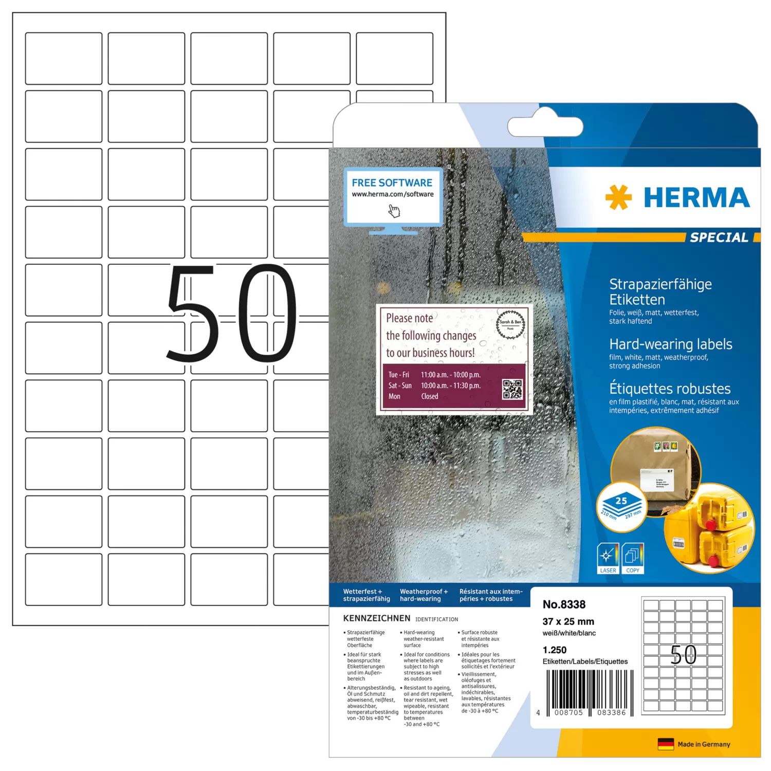 HERMA 8338 Printeretiketten - wit - laser-technologie
