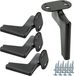 Pieds de meuble Loft, set de 4 pièces - Noir mat, 12 cm de haut