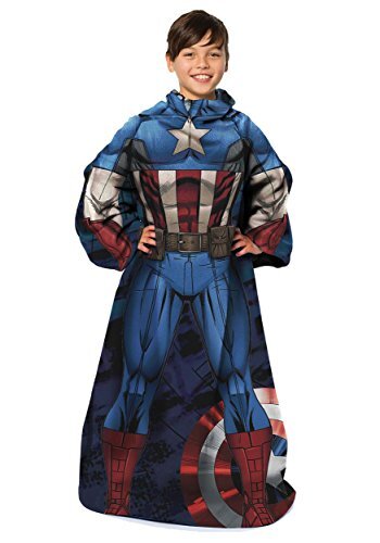 Marvel Marvel Comfortabele deken met mouwen, jeugd-48 x 48 inch, Captain America