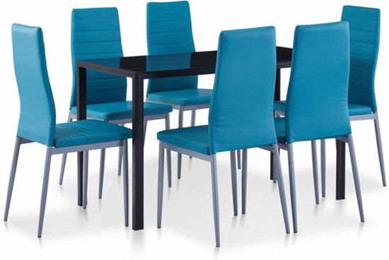 vidaXL 7-delige Eethoek - Blauw