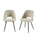 BAÏTA Set van 2 stoelen Elisabeth stof, beige, poten in eikenlook