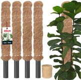 KOTARBAU® 4 st Kokosstok, Plantenstok, ⌀ 2,5 x 40 cm, Kokosstaaf, Klimhulp Monstera, Bruin, Kokosvezel, Klimhulp, Plantenstaaf, Kokosstok voor Monstera, Kokosstaaf voor Klimplanten