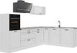 Vicco Hoekkeuken R-Line, Wit landelijk/Wit, 287 x cm marmer werkblad