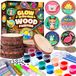 Merkloos Houten schilderknutselset kinderen - 14-delig - Glow in the dark - Vanaf 6 jaar