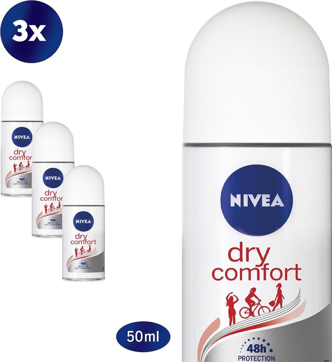 Nivea Dry Comfort Deodorant Roller - 3 x 50 ml - Voordeelverpakking